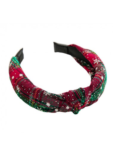 Red accessories,Green accessories,Plaid accessories,Striped accessories,Geometric accessories,Red Snowflake Christmas Plaid Geometric Headband