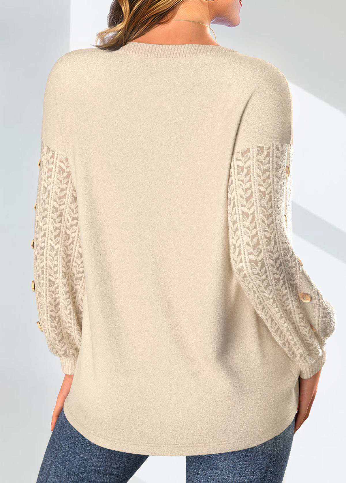 Light Camel tops,Christmas tops,Plants tops,Floral tops,ROTITA Christmas Lace Snowman Print Round Neck Long Sleeve Sweatshirt