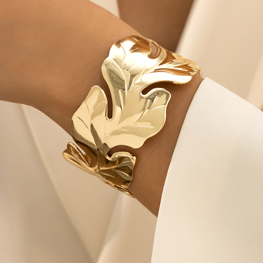 bracelet en alliage d'or de conception de feuille de texture
