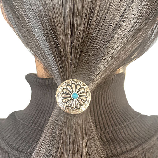 Round Silver Hair Accessory Metal Scrunchie
