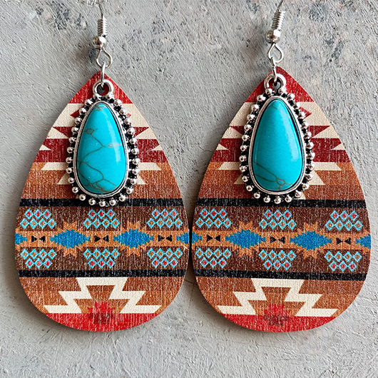 Geometrische Tribal-Ohrringe aus dunklem Kaffeeholz