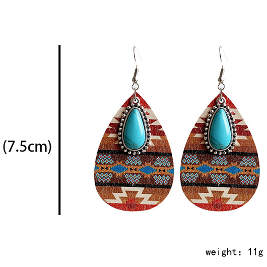 Geometrische Tribal-Ohrringe aus dunklem Kaffeeholz