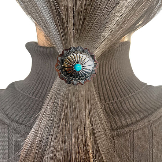 accessoire pour cheveux rond argenté chouchou en métal
