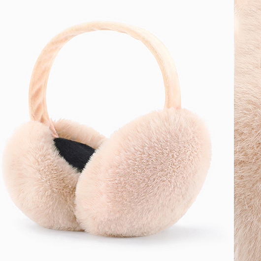 Skin Color accessories,Plain Color accessories,Skin Color Patchwork Windproof Faux Fur Earmuff