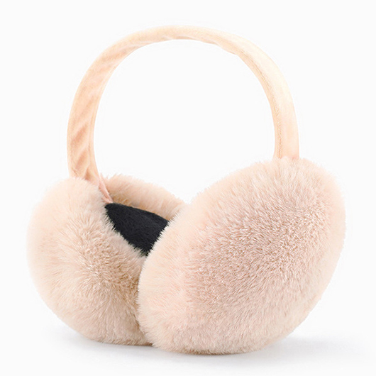 Skin Color accessories,Plain Color accessories,Skin Color Patchwork Windproof Faux Fur Earmuff