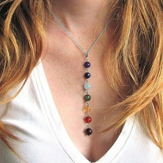 collier en alliage patchwork multicolore de perles