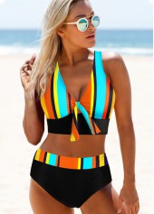 ROTITA Ensemble de bikini à rayures arc-en-ciel et dos croisé