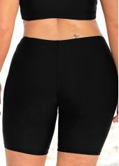 ROTITA Short de bain taille haute noir uni