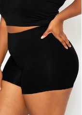 Black plus size,Plain Color plus size,ROTITA High Waist Plus Size Solid Swim Shorts