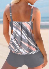 Rotita Fake 2in1 Tankini-Oberteil mit mehrfarbigem geometrischem Print-Kein Boden