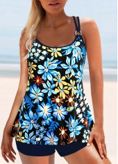 ROTITA Circular Ring Multi Color Floral Print Tankini Top-No Bottom