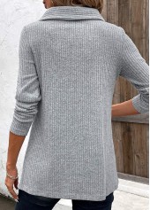 Light Grey tops,Contrast Color tops,ROTITA Patchwork Light Grey Cowl Neck Long Sleeve Sweatshirt