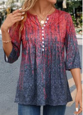 Coral tops,Plants tops,ROTITA Tuck Stitch Random Floral Print Coral T Shirt