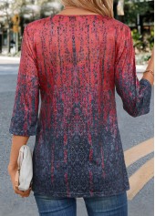 Coral tops,Plants tops,ROTITA Tuck Stitch Random Floral Print Coral T Shirt