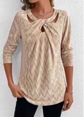 Champagne tops,Plain Color tops,ROTITA Velvet Champagne Long Sleeve T Shirt