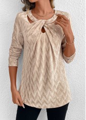 Champagne tops,Plain Color tops,ROTITA Velvet Champagne Long Sleeve T Shirt