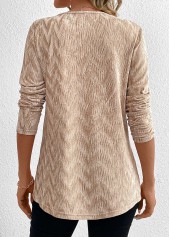Champagne tops,Plain Color tops,ROTITA Velvet Champagne Long Sleeve T Shirt