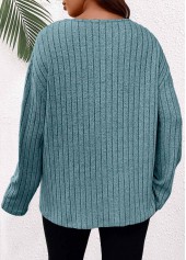 Dusty Blue plus size,Plain Color plus size,ROTITA Plus Size Patchwork Dusty Blue V Neck T Shirt