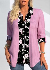 Rotita zufälliges Blumenmuster rosa gefälschtes zweiteiliges Twinset