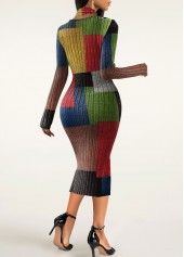 Rainbow Color dresses,Geometric dresses,Plaid dresses,Party dresses,Elegant dresses,ROTITA Plus Size Tummy Coverage Geometric Print Halter Bodycon Dress