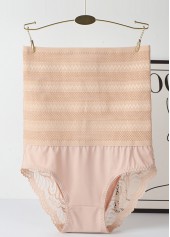 Skin Color intimates,Plain Color intimates,Lace Patchwork Skin Color High Waisted Shapewear Panties