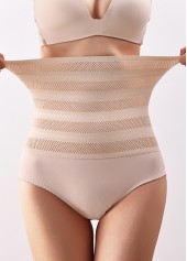 Lace Patchwork Skin Color High Waisted Shapewear Panties
