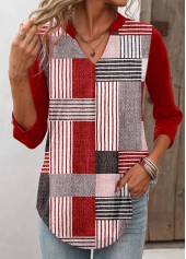 Rotita-T-Shirt mit geometrischem Aufdruck in Weinrot