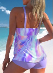Light Purple swimwear,Ombre swimwear,ROTITA Criss Cross Light Purple Ombre Mid Waisted Tankini Set
