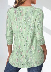 Light Green tops,Geometric tops,Striped tops,Dot tops,ROTITA Criss Cross Geometric Printed Non-sequined Light Green T Shirt