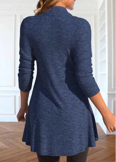 Navy tops,Geometric tops,Striped tops,ROTITA Plus Size Navy Geometric Print Fake Two Piece Twinset