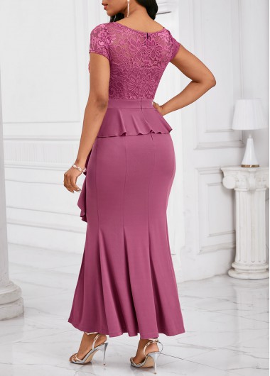 Dark Reddish Purple dresses,Plain Color dresses,Party dresses,Elegant dresses,ROTITA Mermaid Dark Reddish Purple V Neck Maxi Bodycon Dress