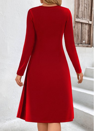 Red dresses,Plaid dresses,Striped dresses,Geometric dresses,Everyday dresses,Casual dresses,ROTITA Patchwork Plaid Red Heart Collar Long Sleeve Dress