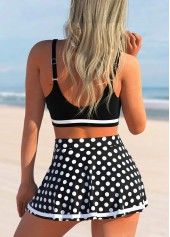 Black swimwear,Dot swimwear,ROTITA Cut Out Black Polka Dot Bikini Top