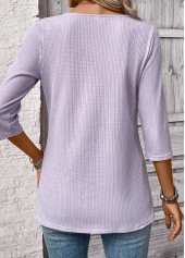 Light Purple tops,Striped tops,Geometric tops,ROTITA Striped Light Purple Round Neck Fake Two Piece Twinset