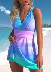 Multi Color swimwear,Ombre swimwear,ROTITA Criss Cross Multi Color Ombre Swimdress and Shorts