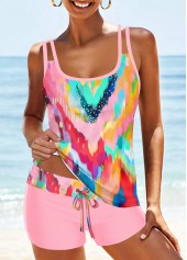 ensemble de tankini à imprimé géométrique multicolore rotita croisé