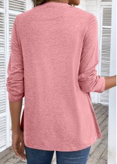 Pink tops,Other tops,ROTITA Fake 2in1 Pink V Neck Long Sleeve Blouse
