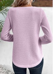 Light Purple tops,Plain Color tops,ROTITA Lace Light Purple Round Neck Long Sleeve T Shirt