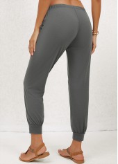 Dark Grey bottoms,Plain Color bottoms,Pocket Dark Grey Jogger Mid Waisted Pants
