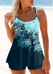 ensemble tankini à imprimé floral bleu paon rotita