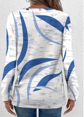 Blue plus size,White plus size,Geometric plus size,Striped plus size,ROTITA Plus Size Lightweight Blue Geometric Print T Shirt