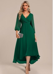 Rotita surplis vert fermeture éclair haut bas col en v robe