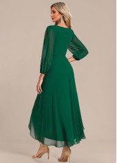 Green dresses,Plain Color dresses,Party dresses,Elegant dresses,ROTITA Surplice Green Zipper High Low V Neck Dress