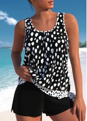 Rotita-Bowknot-Tankini-Set mit schwarzen Punkten und Punkten