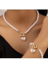 Round White Pearl Necklace and Bracelet