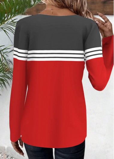 Red plus size,Dark Grey plus size,Striped plus size,Geometric plus size,ROTITA Plus Size Red Striped Round Neck T Shirt
