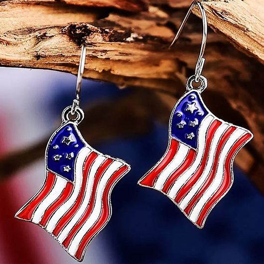 American Flag Alloy Detail Red Earrings