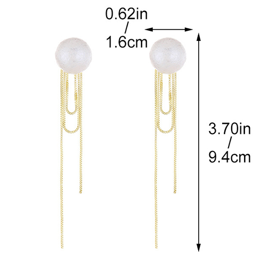 Gold jewelry,Geometric jewelry,Gold Tassel Pearl Geometric Alloy Earrings