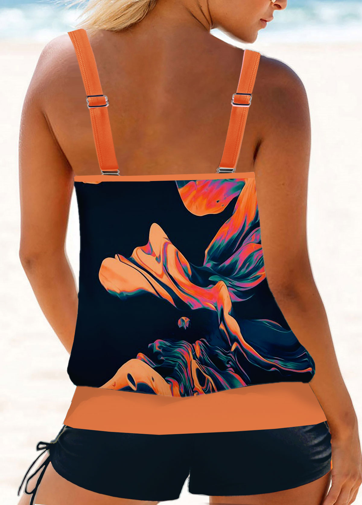 Multi Color swimwear,Ombre swimwear,ROTITA Circular Ring Multi Color Ombre Tankini Set
