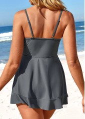 Dark Grey swimwear,Plain Color swimwear,ROTITA Twist Dark Grey One Piece Swimwear
